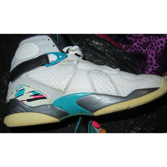 Nike Air Jordan 8 Retro South Beach Leather Kicks Men's 11 Sneakers 3044381-113 - Picture 6 of 10